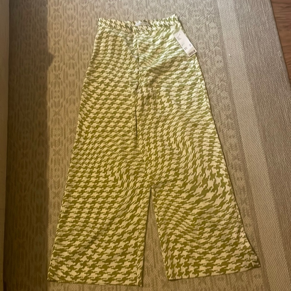 One button zipper wide leg pants